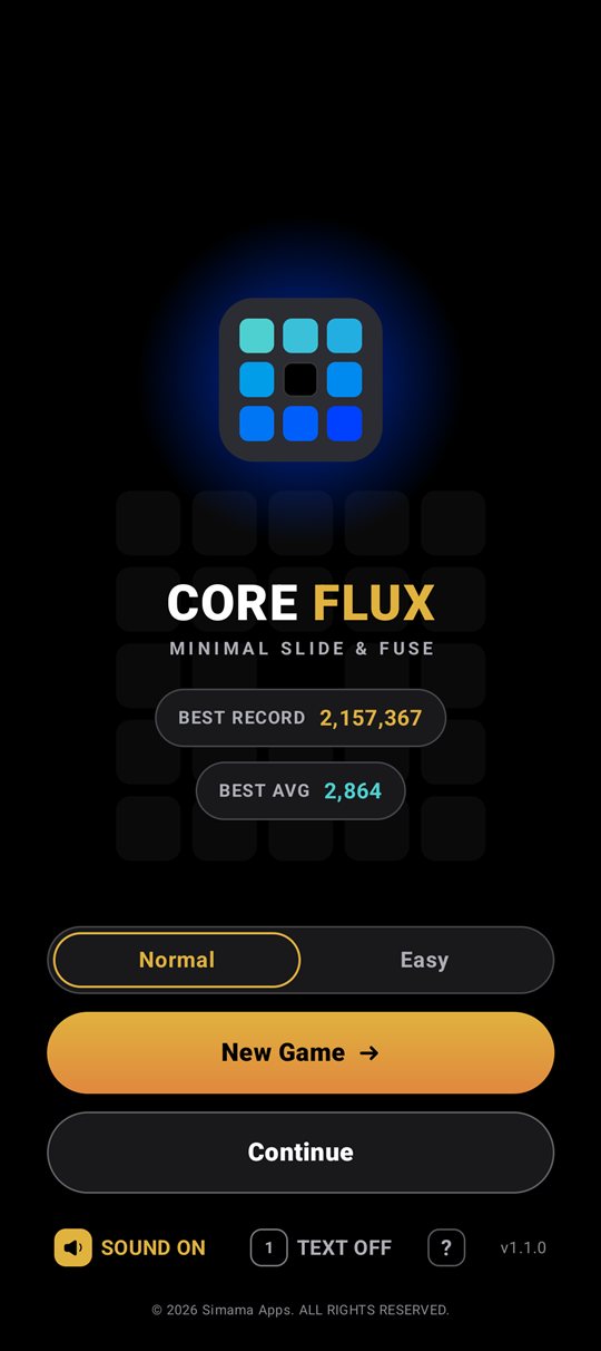 Core Flux title screen